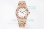 Audemars Piguet Royal Oak Ladies Rose Gold Watch White Dial Diamond Bezel Swiss Replica Watch 34MM